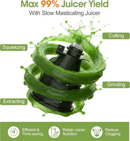 Cold Press Juicer,Stainless Steel Material,Juicer Machines with 5.0Inch Wide Feed Chute,Slow Masticating Juicer for Vegetables and Fruits with High Juice Yield,Large Auger,Easy to Clean in Kuwait
