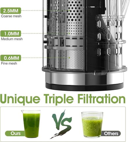 Cold Press Juicer,Stainless Steel Material,Juicer Machines with 5.0Inch Wide Feed Chute,Slow Masticating Juicer for Vegetables and Fruits with High Juice Yield,Large Auger,Easy to Clean in Kuwait