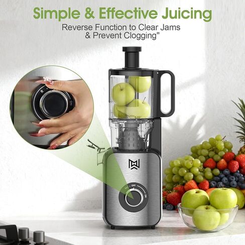Cold Press Juicer,Stainless Steel Material,Juicer Machines with 5.0Inch Wide Feed Chute,Slow Masticating Juicer for Vegetables and Fruits with High Juice Yield,Large Auger,Easy to Clean in Kuwait