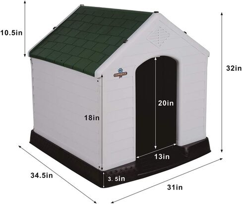 Confidence Pet Large Waterproof Plastic Dog Kennel Outdoor House Green in Kuwait