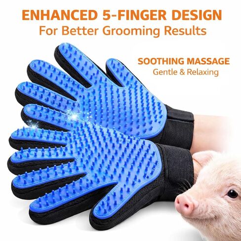 3Pcs Pig Enrichment & Grooming Brush Set for Mini Pigs, Soft Silicone Pig Brush for Shedding & Massage, Pig Grooming Glove + Self Cleaning Slicker Brush for Loose Hair, Bath & Daily Pig Care in Kuwait