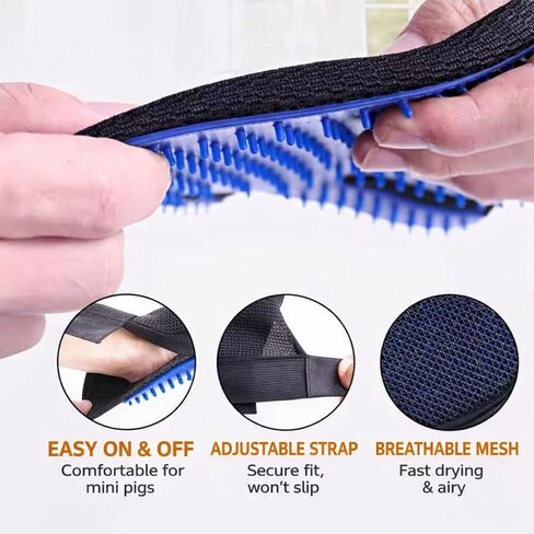 3Pcs Pig Enrichment & Grooming Brush Set for Mini Pigs, Soft Silicone Pig Brush for Shedding & Massage, Pig Grooming Glove + Self Cleaning Slicker Brush for Loose Hair, Bath & Daily Pig Care in Kuwait