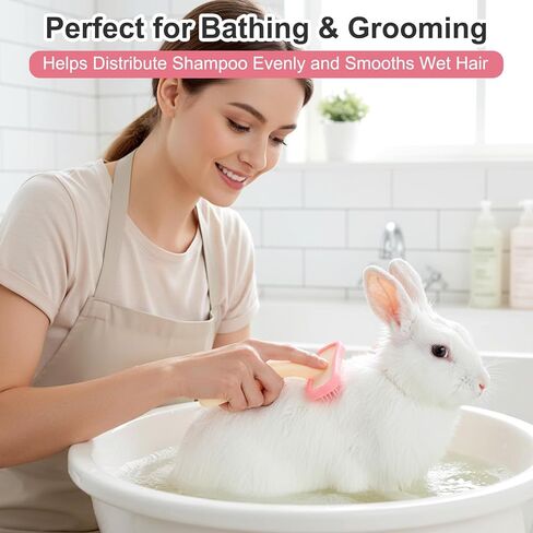 2Pcs Bunny and Guinea Pig Brush, Rabbit Grooming Brush Kit, Soft Silicone Bunny Brushes for Small Pets, Cats, Dogs, Kittens in Kuwait