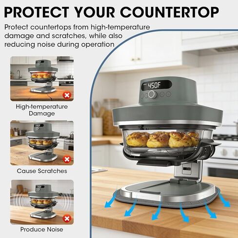 Heat Resistant Mat for Ninja Crispi Pro 6-in-1 Glass Air Fryer, Anti-slip Countertop Protector Silicone Mat Compatible with Ninja Crispi Pro Base, Dishwasher Safe, Grey in Kuwait