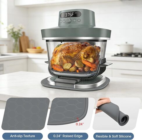 Heat Resistant Mat for Ninja Crispi Pro 6-in-1 Glass Air Fryer, Anti-slip Countertop Protector Silicone Mat Compatible with Ninja Crispi Pro Base, Dishwasher Safe, Grey in Kuwait