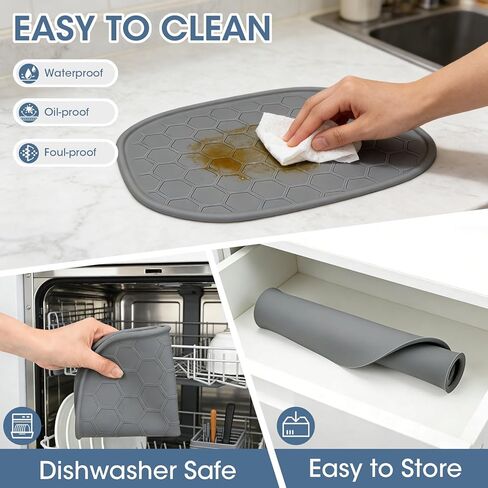 Heat Resistant Mat for Ninja Crispi Pro 6-in-1 Glass Air Fryer, Anti-slip Countertop Protector Silicone Mat Compatible with Ninja Crispi Pro Base, Dishwasher Safe, Grey in Kuwait