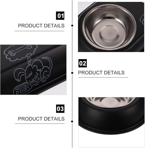 Beavorty Detachable Non-Slip Stainless Steel Pet Food Bowl, Thickened Small Dog Cat Feeding Dish, Black, Suitable for Indoor Feeding and Travel in Kuwait