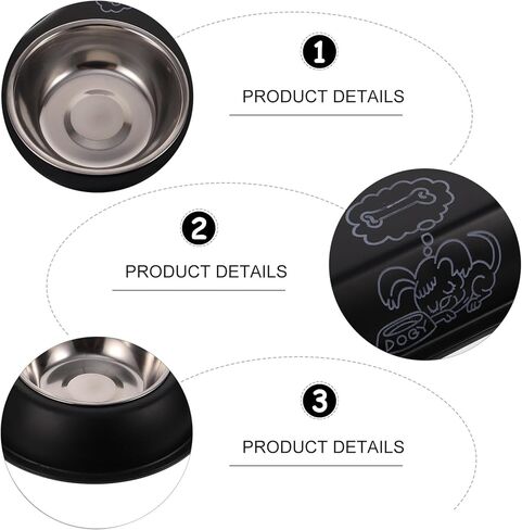 Beavorty Detachable Non-Slip Stainless Steel Pet Food Bowl, Thickened Small Dog Cat Feeding Dish, Black, Suitable for Indoor Feeding and Travel in Kuwait