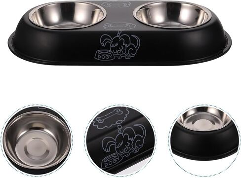 Beavorty Detachable Non-Slip Stainless Steel Pet Food Bowl, Thickened Small Dog Cat Feeding Dish, Black, Suitable for Indoor Feeding and Travel in Kuwait