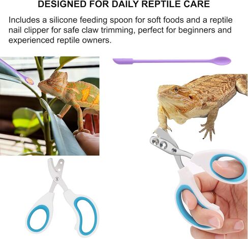 Bearded Dragon Tank Accessories Kit – 10pcs Reptile Water Food Bowl, Feeding Tongs with Rubber Tip, Grooming & Cleaning Set for Lizards, Geckos & Small Reptiles in Kuwait
