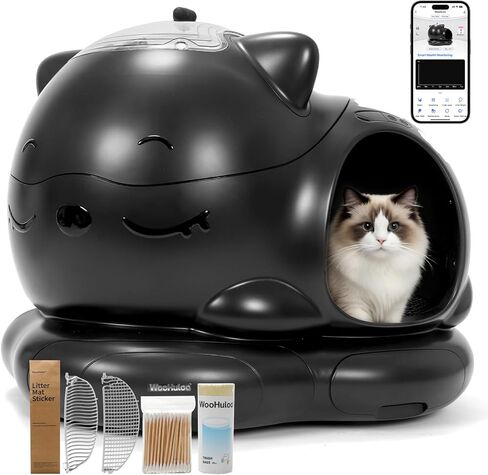 Automatic Self Cleaning Cat Litter Box, Triple Odor Control, Smart App Tracking with 25 Safety Sensors, Anti-Leakage Board & Magnetic Panoramic Skylight in Kuwait
