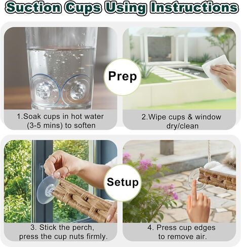 Cat Window Perch with 4 Strong Suction Cups,PE Rattan Basket Hammock with Soft Washable Plush Cushion,Cozy Hammock Perches for Large Indoor Cats Kittens Sunbathing Bird Watching in Saudi Arabia