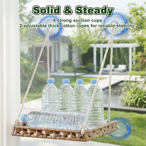Cat Window Perch with 4 Strong Suction Cups,PE Rattan Basket Hammock with Soft Washable Plush Cushion,Cozy Hammock Perches for Large Indoor Cats Kittens Sunbathing Bird Watching in Saudi Arabia