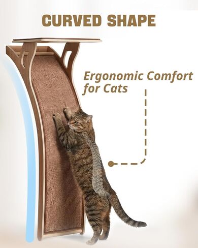 JKXJKX 47" Floor Standing Cat Window Perch with Curved Scratching Ramp, 80 Lbs Heavy Duty Window Bed Seat with Suction Cups, Furniture for Large Cats Indoor Bird Watching in Kuwait