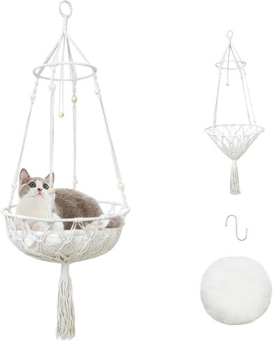 Cat Hammock Cat Window Perch, Bohemian-Style Hanging Basket Swing, Soft Pet Bed Cushion, Comfortable Window Kitty Bed, Perfect for Cats to Sunbathe, Take Naps, and Gaze Into the Distance 40*120CM in Kuwait