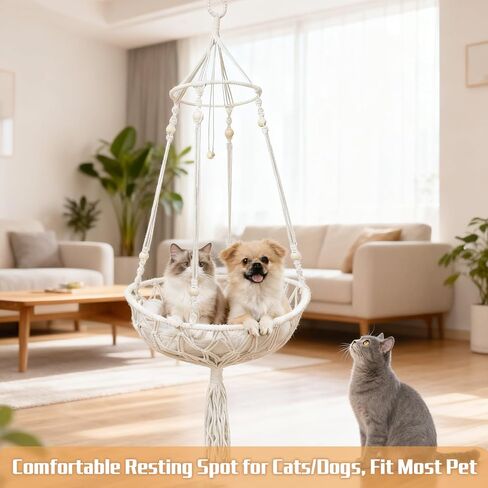 Cat Hammock Cat Window Perch, Bohemian-Style Hanging Basket Swing, Soft Pet Bed Cushion, Comfortable Window Kitty Bed, Perfect for Cats to Sunbathe, Take Naps, and Gaze Into the Distance 40*120CM in Kuwait