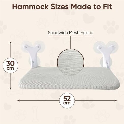 Cordless Cat Window Perch, Foldable Window Hammock with 6 Strong Suction Cups, Window Cat Bed for Indoor Cats in Kuwait