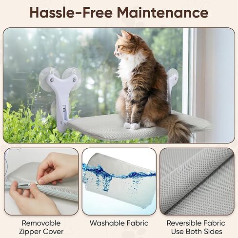 Cordless Cat Window Perch, Foldable Window Hammock with 6 Strong Suction Cups, Window Cat Bed for Indoor Cats in Kuwait