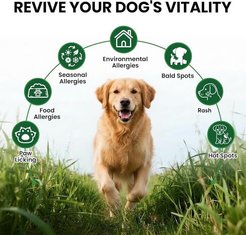 Dog Allergy Relief Chews, Supplement with Probiotics Vitamins, Itchy Skin Relief to Support Seasonal Allergy and Healthy Immune System, Skin and Coat Allergies,Itching & Paw Licking, 200 Soft Treats in Saudi Arabia