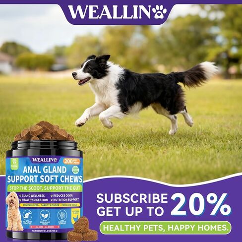 Anal Gland Soft Chews for Dogs - No Scoot for Dogs with Pumpkin, Inulin & Probiotics for Dogs Digestive, Supports Anal Gland Healthy & Bowel Function Fiber Supplement for Dog Chicken Flavor 200 Chews in Kuwait