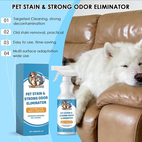 Pet Stain & Strong Odor Eliminator, Dog & Cat Pee Urine Destroyer for Carpet, Upholstery - Cleaner Spray for Pet Stain Remover, Urine, Poop, Pee, Deodorizer, Air Freshener in Home & Car - 5oz in Kuwait