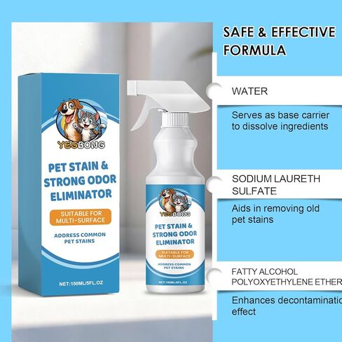 Pet Stain & Strong Odor Eliminator, Dog & Cat Pee Urine Destroyer for Carpet, Upholstery - Cleaner Spray for Pet Stain Remover, Urine, Poop, Pee, Deodorizer, Air Freshener in Home & Car - 5oz in Kuwait