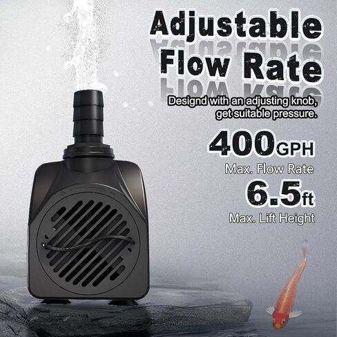 مضخة مياه SongLong 25W 400GPH 10ft كابل فائق الصمت مع أنابيب، حماية من الحرارة الزائدة | مثالية للنوافير الصغيرة وبرك الأسماك والزراعة المائية in Kuwait