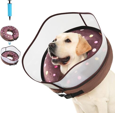 Avont 2-in-1 Inflatable Dog Cone Collar with Transparent Shield, Soft Donut E-Collar Alternative After Surgery to Stop Licking, Recovery Cone for Extra Large Dogs - Swimring (XL) in Kuwait