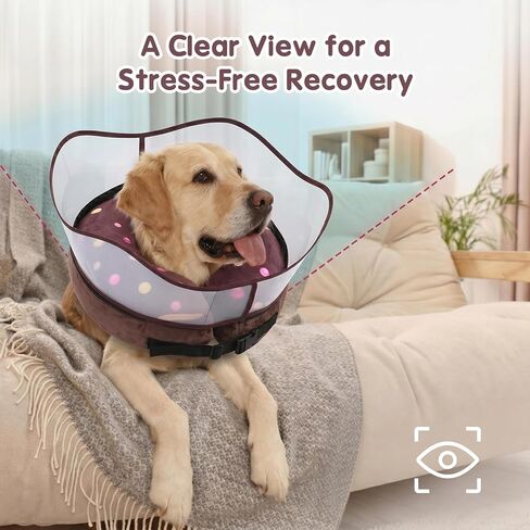 Avont 2-in-1 Inflatable Dog Cone Collar with Transparent Shield, Soft Donut E-Collar Alternative After Surgery to Stop Licking, Recovery Cone for Extra Large Dogs - Swimring (XL) in Kuwait