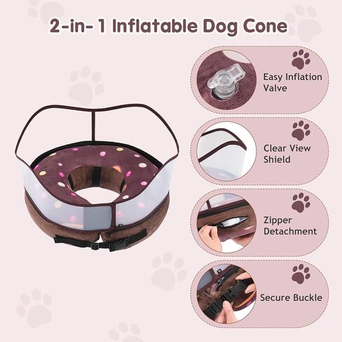Avont 2-in-1 Inflatable Dog Cone Collar with Transparent Shield, Soft Donut E-Collar Alternative After Surgery to Stop Licking, Recovery Cone for Extra Large Dogs - Swimring (XL) in Kuwait
