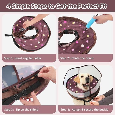 Avont 2-in-1 Inflatable Dog Cone Collar with Transparent Shield, Soft Donut E-Collar Alternative After Surgery to Stop Licking, Recovery Cone for Extra Large Dogs - Swimring (XL) in Kuwait