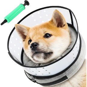 Inflatable Dog Cone Collar with Detachable Transparent Shield, Adjustable Dog Donut Collar to Stop Licking After Surgery.Soft Dogs Cone Alternative for Small Medium Large Dogs(Neck 12-15 inch) in Saudi Arabia