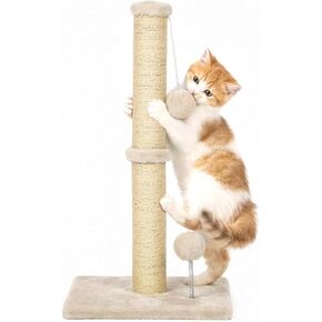 عمود خدش للقطط مقاس 22 بوصة من BestPet، أداة خدش بحبل من السيزال الطبيعي مع كرة معلقة للقطط الصغيرة والقطط الداخلية، بيج in Kuwait