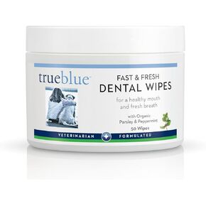 TrueBlue البقدونس والنعناع مناديل أسنان الكلاب السريعة والطازجة - وسادات تنظيف الأسنان المبللة مسبقًا - تنظيف أسنان غير سام وطبيعي بالكامل - 50 قطعة in Kuwait