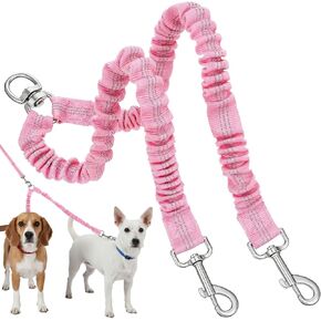 2 Dog Leash, Dog Leash for 2 Dogs, 360° Swivel Anti-Winding Walking Training Leashes for Dogs that Pull, Comfortable Shock Absorbing Bungee(Pink) in Kuwait
