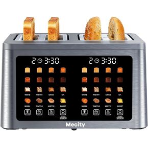 Mecity 4 Slice Toaster Wide Slot, Auto Lift Keep Warm Smart Toaster with Touch Screen, Dual Control Panel, Defrost, Auto Shut Off Digital Toasters for Bagel Muffin Waffle Gluten Free Breads1700W 120V in Kuwait