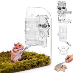 Magnetic Hamster Water Bottle Holder with 80ml Water Bottle & Feeding Bowl, Adjustable Height & Drop-Resistant, for Hamsters Gerbils Mice Small Pets（1.8in X 2.4 in X 3.9 in） in Saudi Arabia