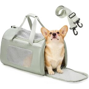 Extra-Large Cat Carrying Case Pet Dog Carrier Soft-Sided Cat Bag Airline Approved, Mesh Pet Carrier for Travel Outdoors with Shoulder Straps, Cat Carriers for Cats/Puppy/Dogs Up to 30Lbs, Green in Saudi Arabia