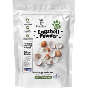 8oz ChefPaw Eggshell Powder for Dogs – Natural Calcium Supplement for Bone Health - Free Chefpaw Nutrition App Access – 100% Powderized - Safe for Homemade and Raw Dog Food Diets in Kuwait
