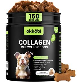 Collagen for Dogs - 150 Chews - Joint, Skin & Coat Supplement with Hyaluronic Acid, Eggshell Membrane & Vitamin C - Daily Hip & Joint Support for Senior Dogs & Puppies - Chicken in Kuwait