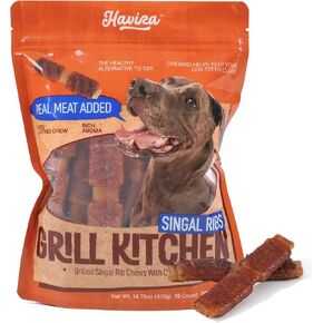 Havira BBQ Dog Treats Single Rib 15 Count, Grill-Shaped Rawhide Free Dog Chews Bone, Easily Digestible, for All Life Stages in Kuwait