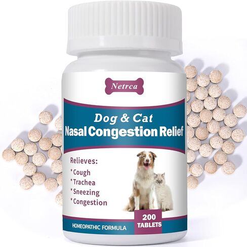 Dog and Cat Nasal Congestion Relief - Helps Relieve Sneezing, Trachea, Runny Nose & Nasal Congestion | Easy-to-Administer Tablets (200 ct) in Kuwait