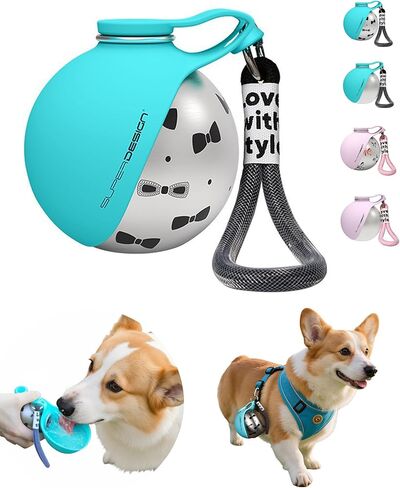 Portable Dog Water Bottle for Small Dogs: 285ml 2-in-1 Insulated Compact Leak-Proof Stainless Steel Round Water Dispenser with Collapsible Bowl for Daily Walks, Short Hikes & Travel in Saudi Arabia