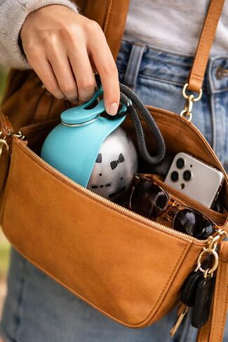 Portable Dog Water Bottle for Small Dogs: 285ml 2-in-1 Insulated Compact Leak-Proof Stainless Steel Round Water Dispenser with Collapsible Bowl for Daily Walks, Short Hikes & Travel in Saudi Arabia