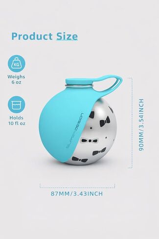Portable Dog Water Bottle for Small Dogs: 285ml 2-in-1 Insulated Compact Leak-Proof Stainless Steel Round Water Dispenser with Collapsible Bowl for Daily Walks, Short Hikes & Travel in Saudi Arabia