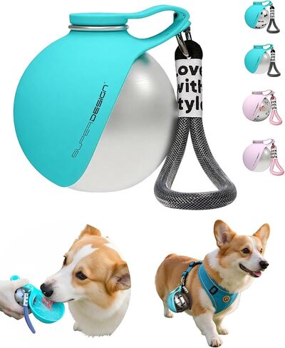Portable Dog Water Bottle for Small Dogs: 285ml 2-in-1 Insulated Compact Leak-Proof Stainless Steel Round Water Dispenser with Collapsible Bowl for Daily Walks, Short Hikes & Travel in Kuwait