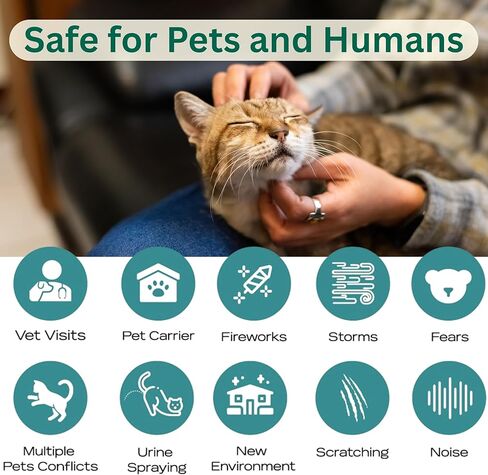 60-Day Cat Calming Diffuser Kit – 2-Pack | 2 Pheromone Diffuser + 2 Refills (48ml Each) | Reduces Anxiety, Spraying, Scratching & Meowing | Timer Modes to Extend Refill Life in Kuwait