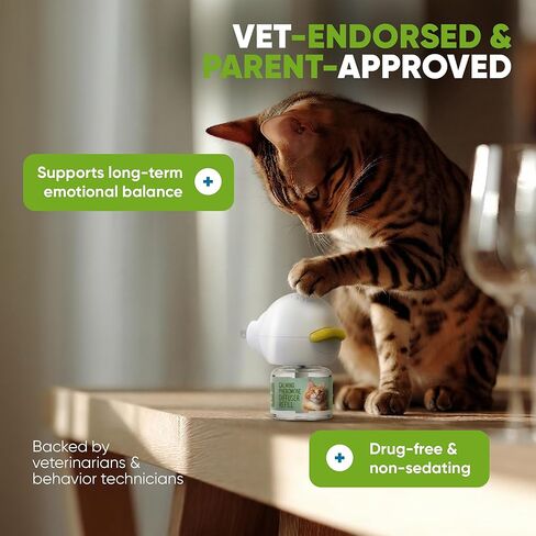 STÙNICK Cat Calming Diffuser 1 Diffuser and 2 Reffils 60-Day - Cat Pheromone Diffuser for Stress, Pee Spraying, Cat Fighting, Aggression, Excessive Meowing & Scratching - 60-Day Refill Included in Kuwait