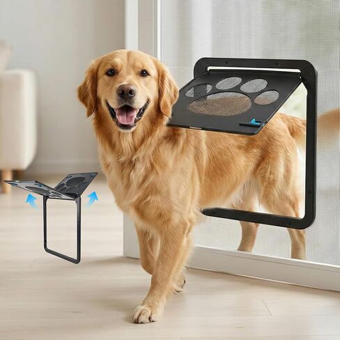 PetPrime Dog Door for Screen Door with Flap Opening 12×14 inches,Lockable Auto-Close Magnetic Large Pet Door for Dogs,Suitable for Sliding Screen Door,Easy Install,Large in Kuwait