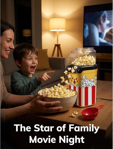 Fun Popcorn Machine Air Popper – Hot Popcorn Maker Air Popper Electric with Butter Melting Tray – Mini Electric Maker - Dog Mom Gifts for Women, Home, Kids Movie Night - Oil Free Snacks in Kuwait